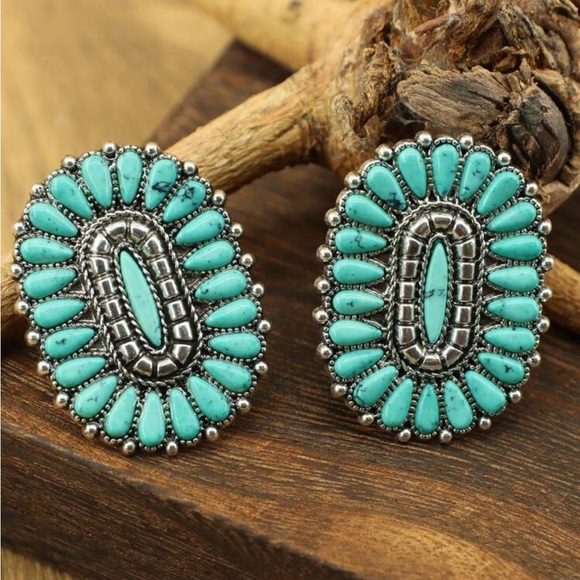 Turquoise and Silver Statement Earrings